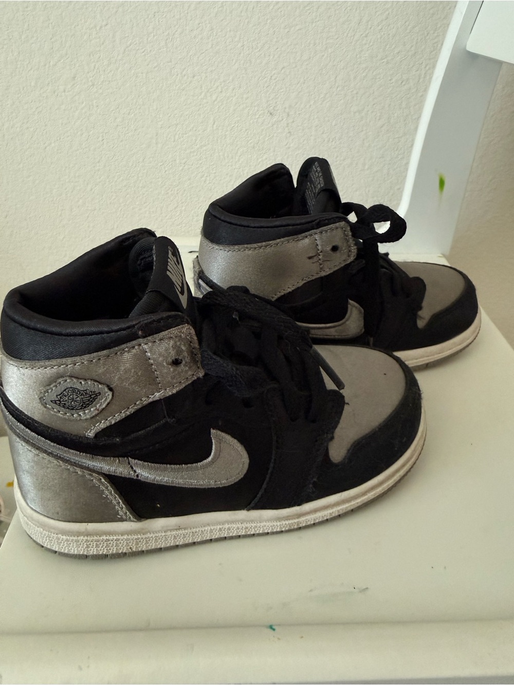 Nike Kids High-Top Sneakers in Black and Silver Metallic